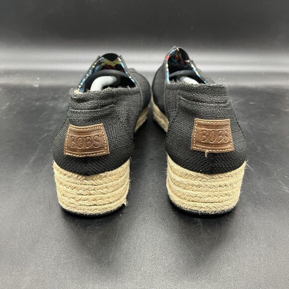 Skechers Bobs Espadrille Wedge Sneaker womens Size 8.5 Shoe Black Memory Foam - Picture 4 of 7